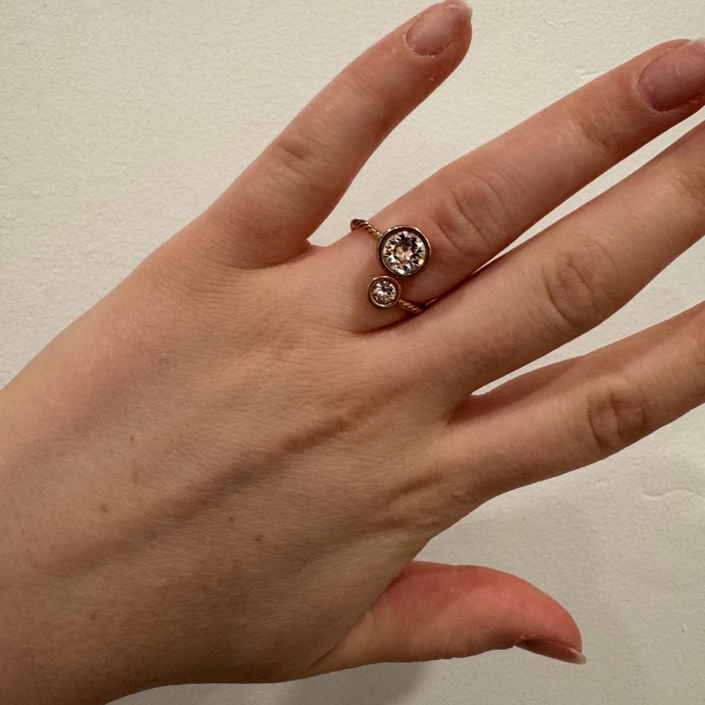 Touchstone Crystal with Real Swarovski Crystals - Curled Up Ring in Blush Pink